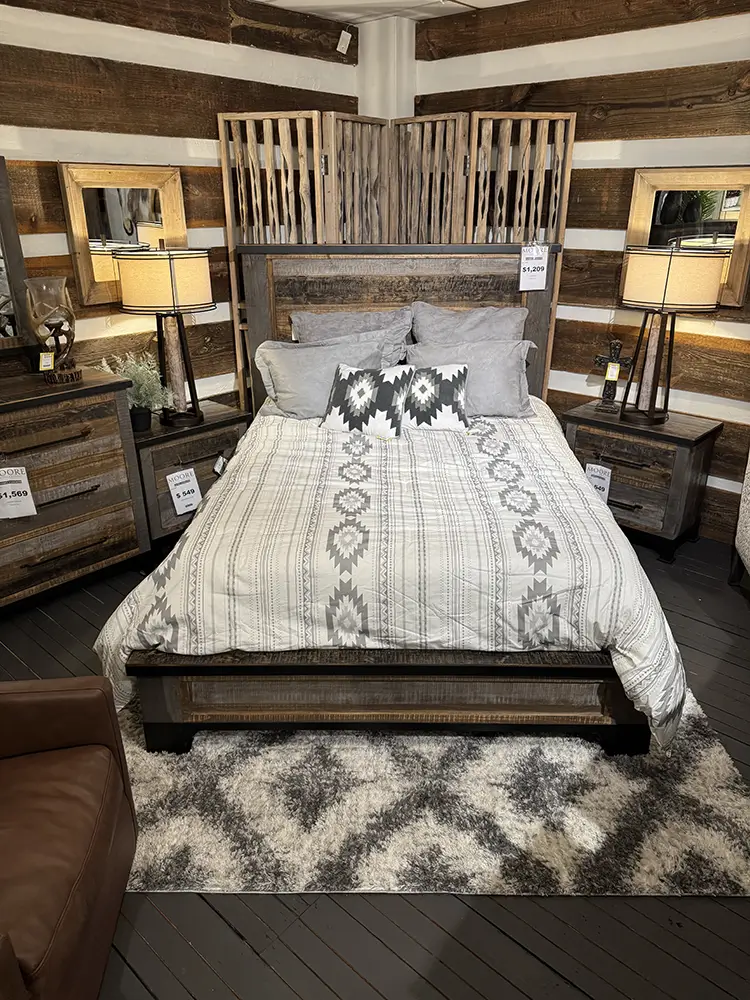 Bedroom furniture on display at Moore Furniture & Mattress
