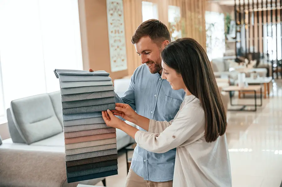 Couple picking out swatches
